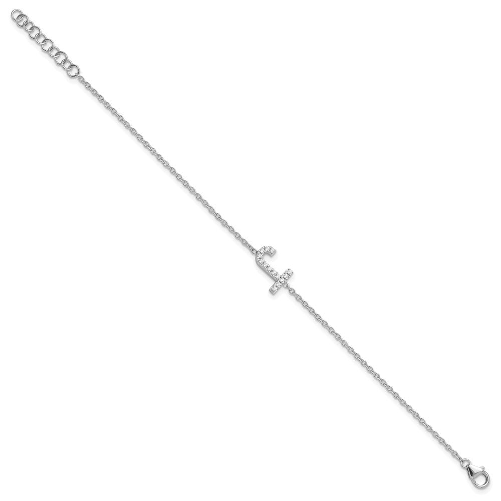 14KW Diamond Sideways Letter J w/ 1in ext. Bracelet