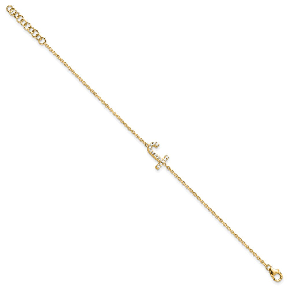 14K Diamond Sideways Letter J w/ 1in ext. Bracelet