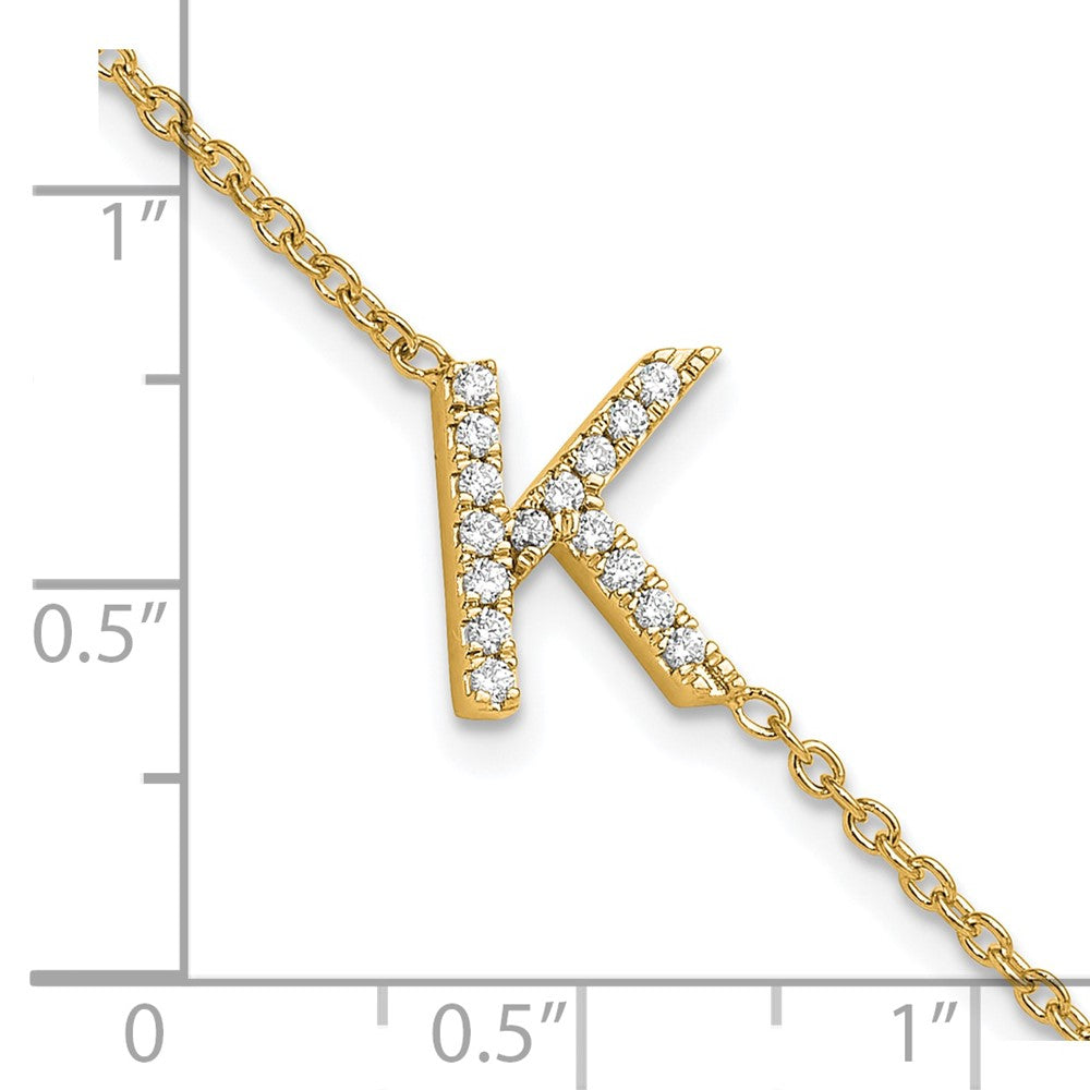 14K Diamond Sideways Letter K w/ 1in ext. Bracelet
