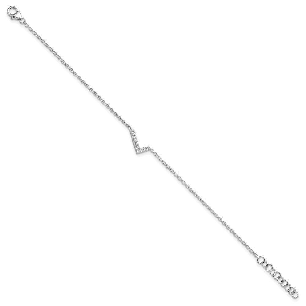 14KW Diamond Sideways Letter L w/ 1in ext. Bracelet