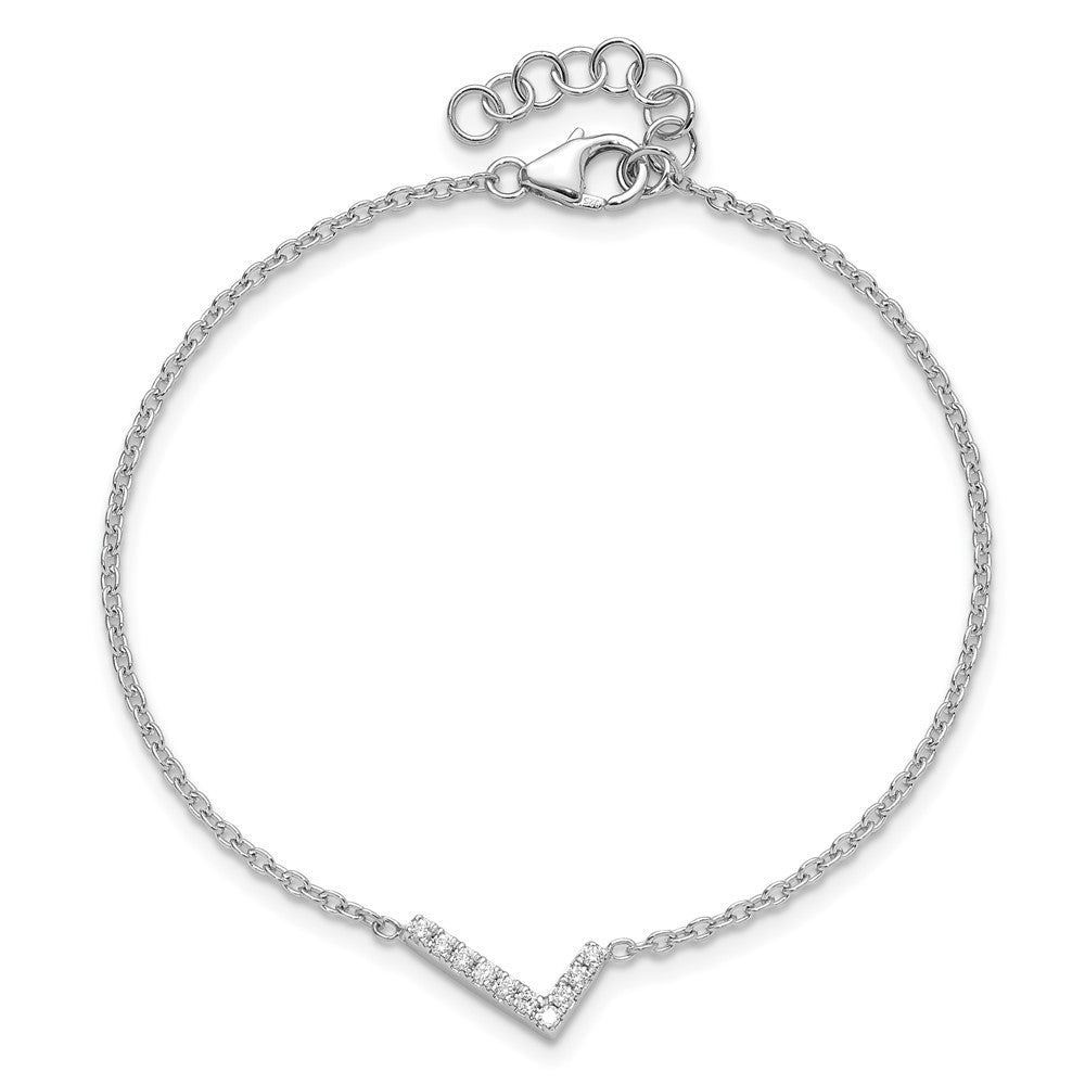 14KW Diamond Sideways Letter L w/ 1in ext. Bracelet