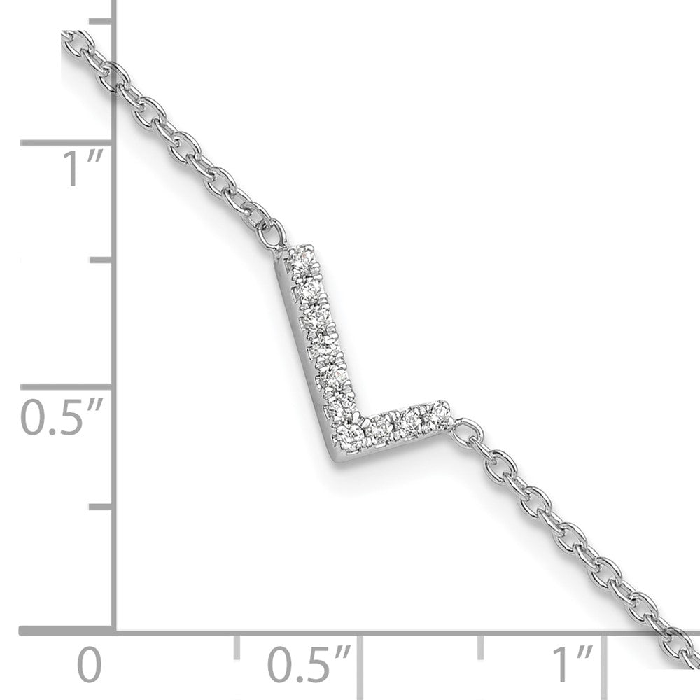 14KW Diamond Sideways Letter L w/ 1in ext. Bracelet