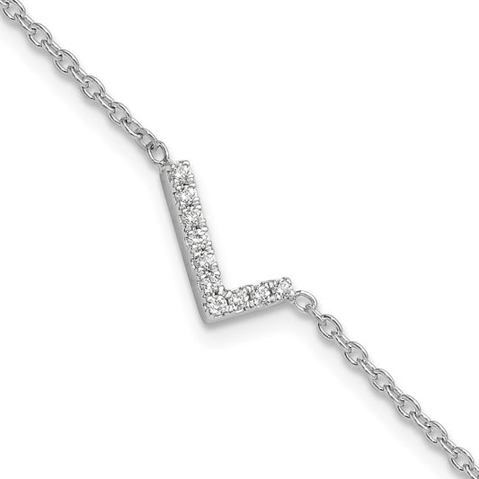 14KW Diamond Sideways Letter L w/ 1in ext. Bracelet