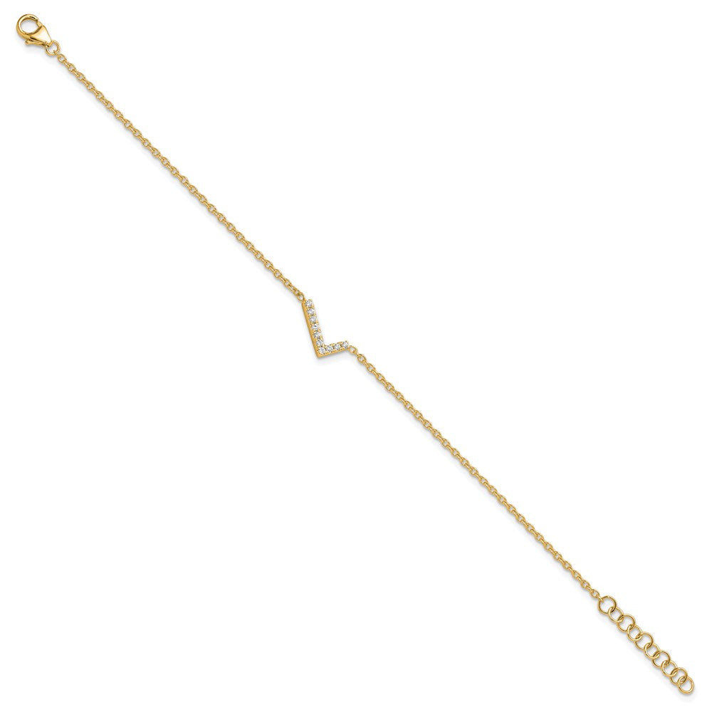 14K Diamond Sideways Letter L w/ 1in ext. Bracelet