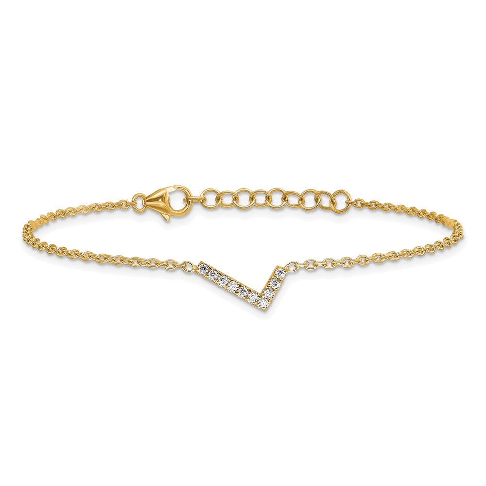 14K Diamond Sideways Letter L w/ 1in ext. Bracelet