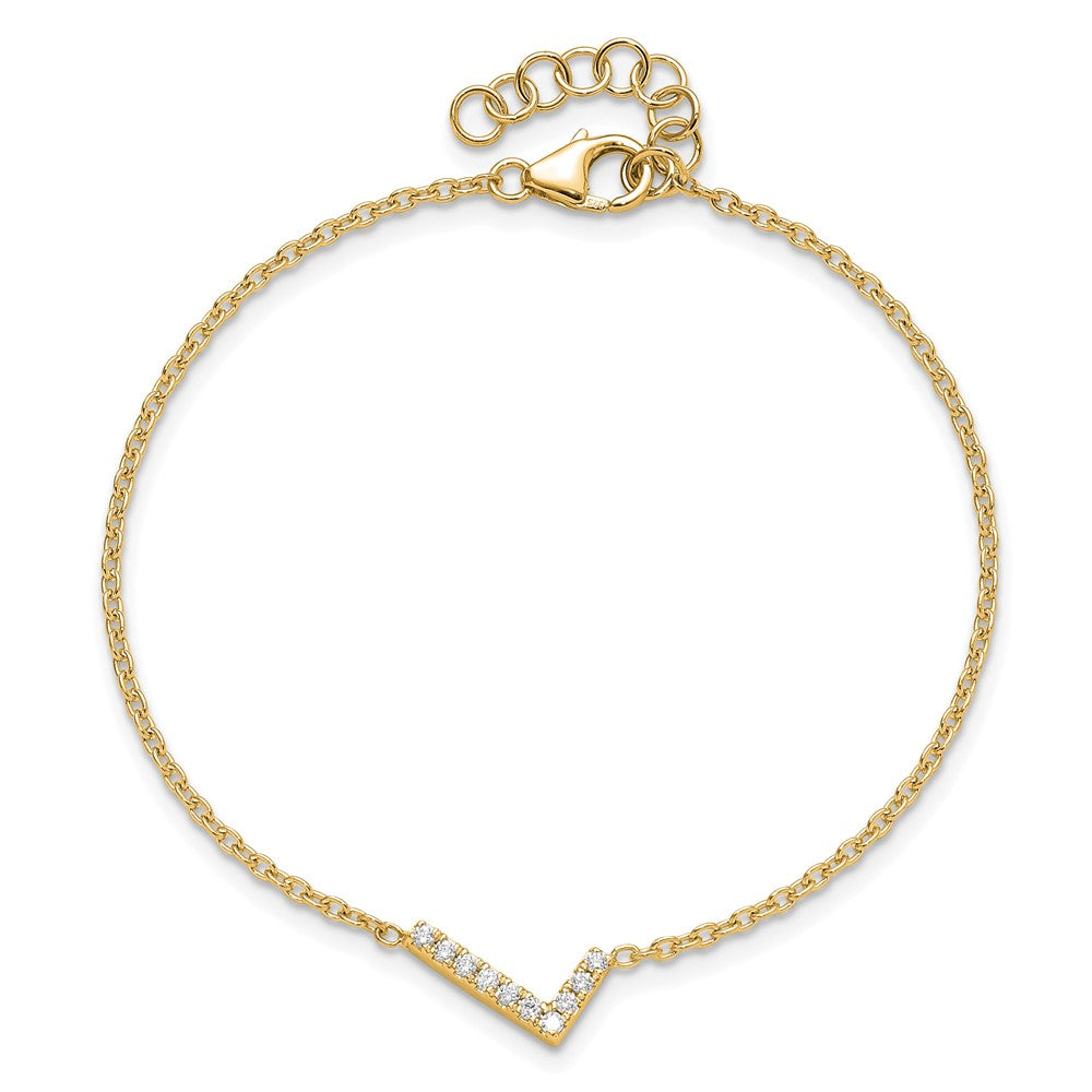 14K Diamond Sideways Letter L w/ 1in ext. Bracelet