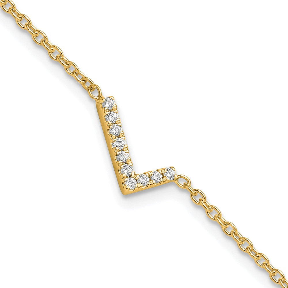 14K Diamond Sideways Letter L w/ 1in ext. Bracelet