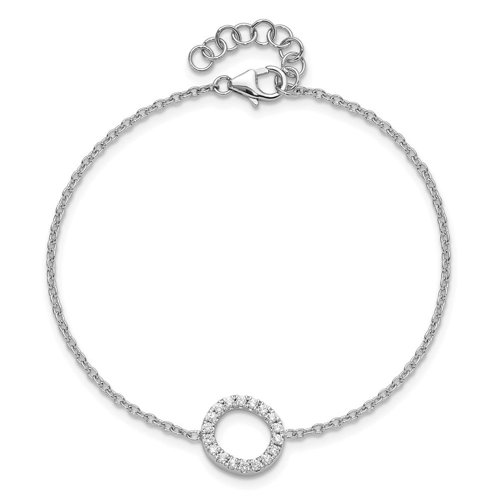 14KW Diamond Sideways Letter O w/ 1in ext. Bracelet