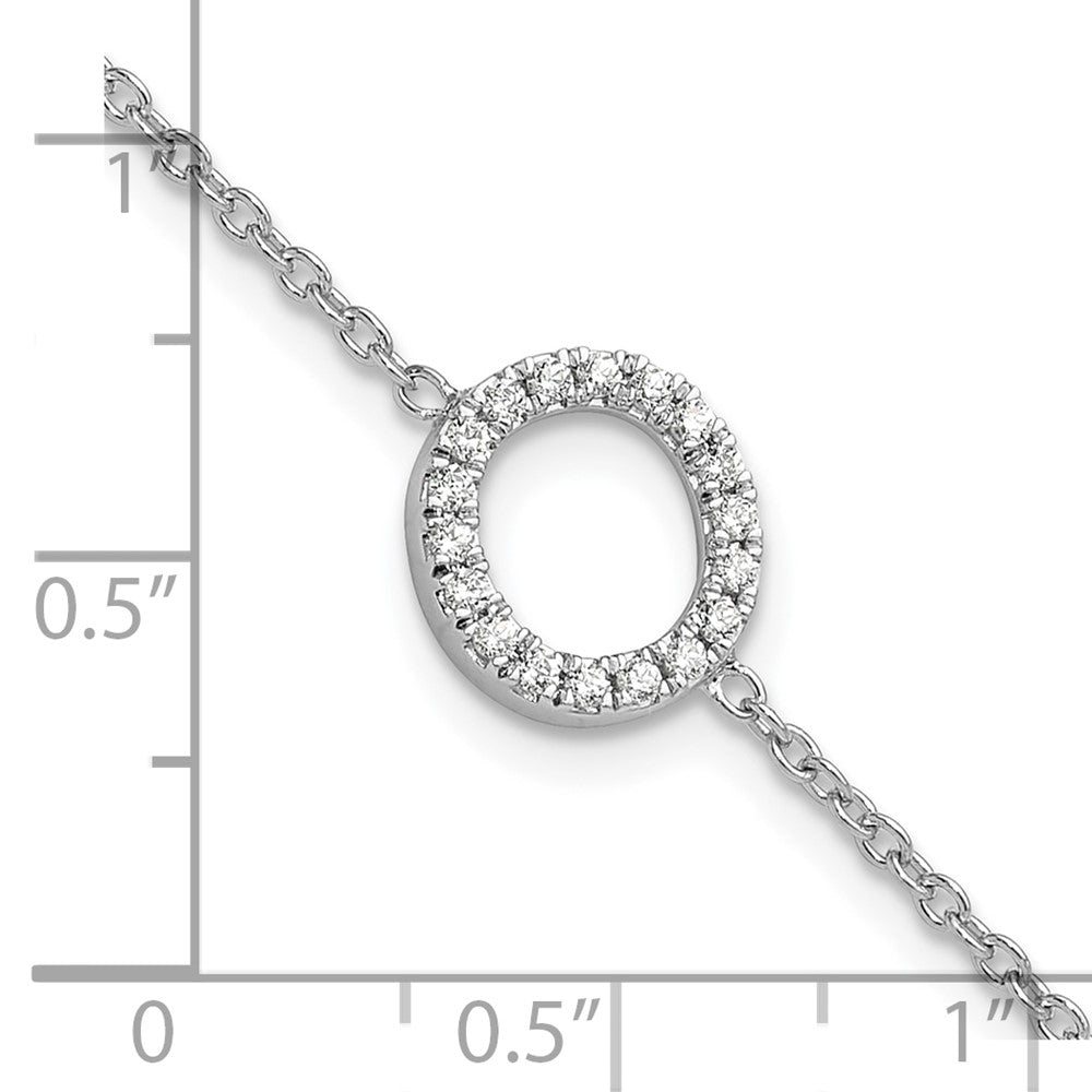 14KW Diamond Sideways Letter O w/ 1in ext. Bracelet
