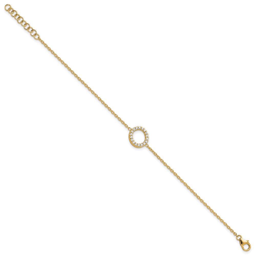14K Diamond Sideways Letter O w/ 1in ext. Bracelet