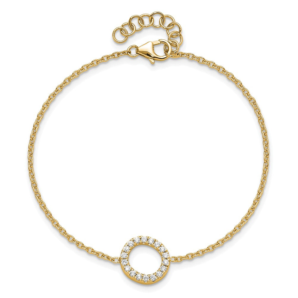 14K Diamond Sideways Letter O w/ 1in ext. Bracelet