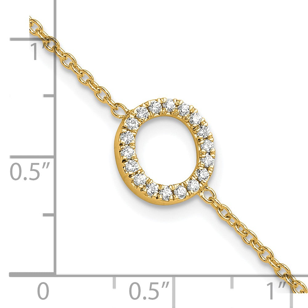 14K Diamond Sideways Letter O w/ 1in ext. Bracelet