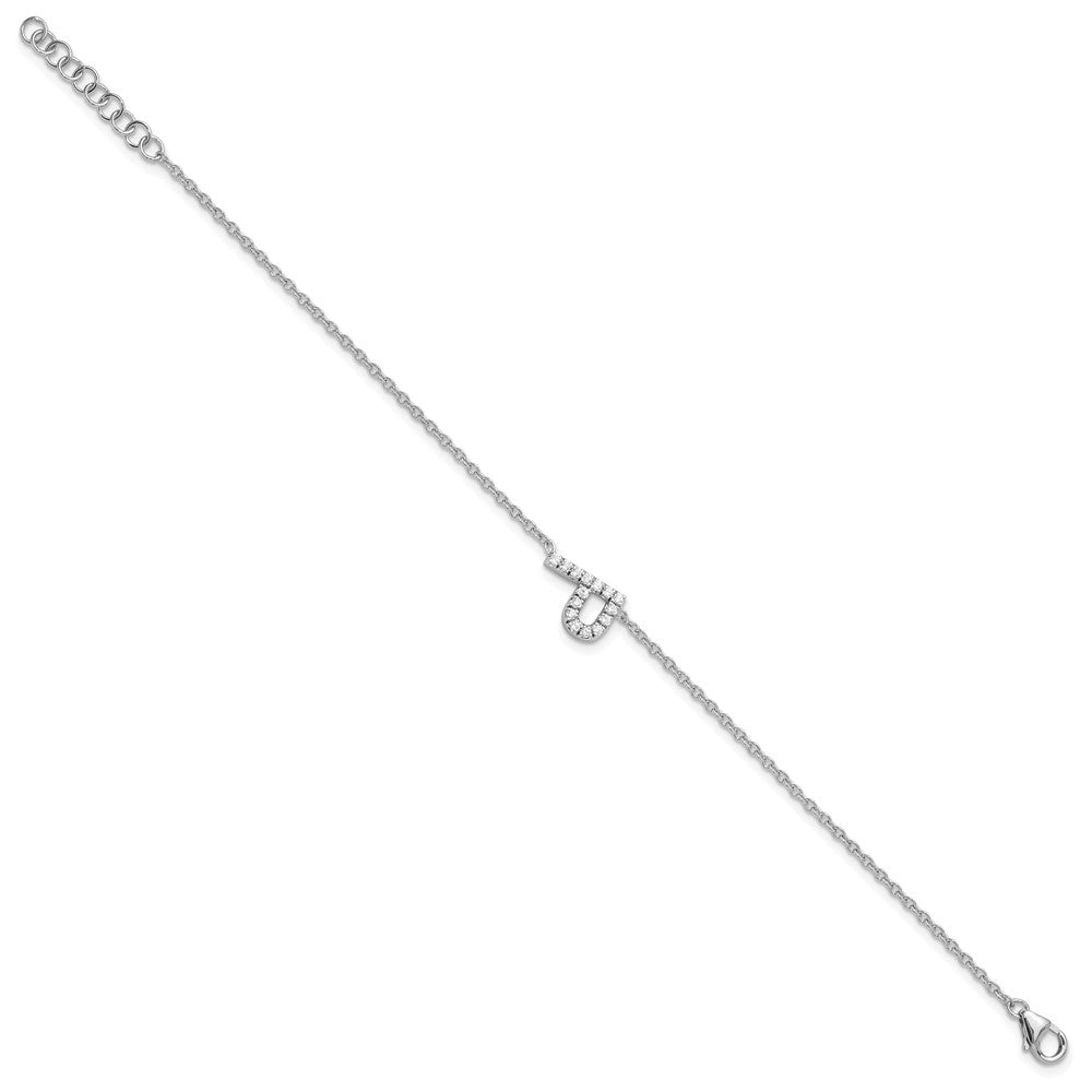 14KW Diamond Sideways Letter P w/ 1in ext. Bracelet