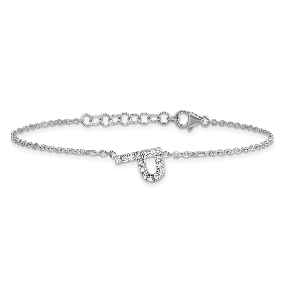 14KW Diamond Sideways Letter P w/ 1in ext. Bracelet