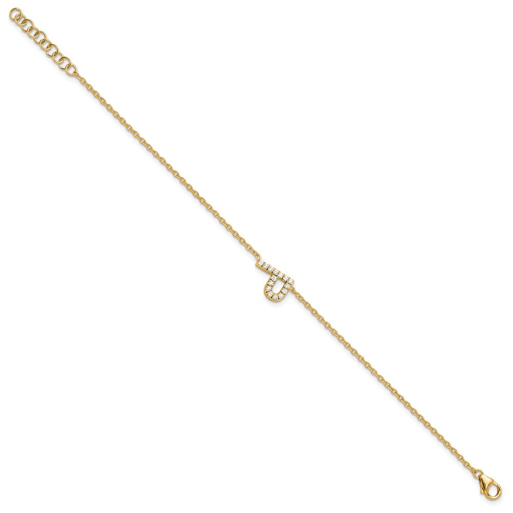 14K Diamond Sideways Letter P w/ 1in ext. Bracelet