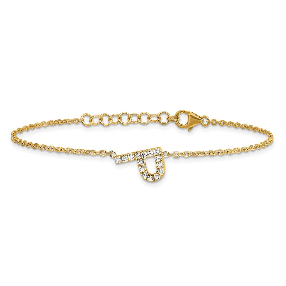 14K Diamond Sideways Letter P w/ 1in ext. Bracelet