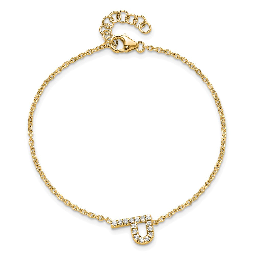 14K Diamond Sideways Letter P w/ 1in ext. Bracelet