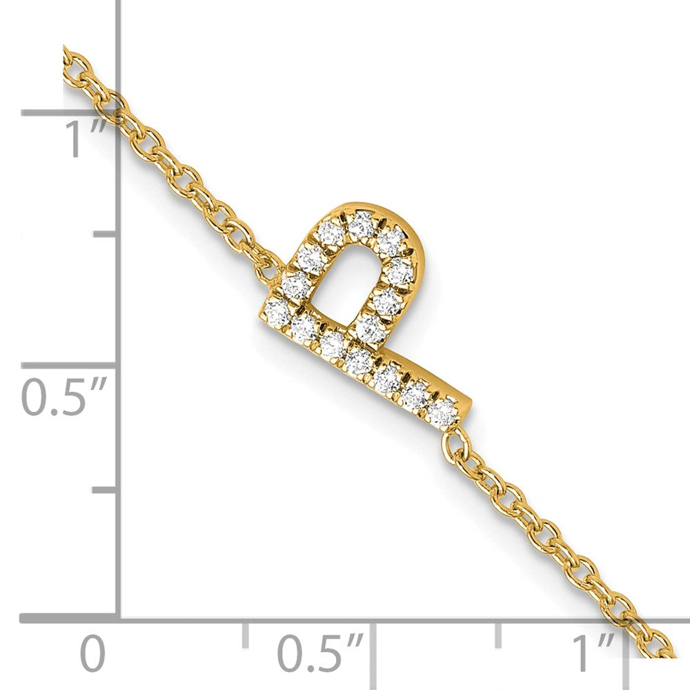 14K Diamond Sideways Letter P w/ 1in ext. Bracelet