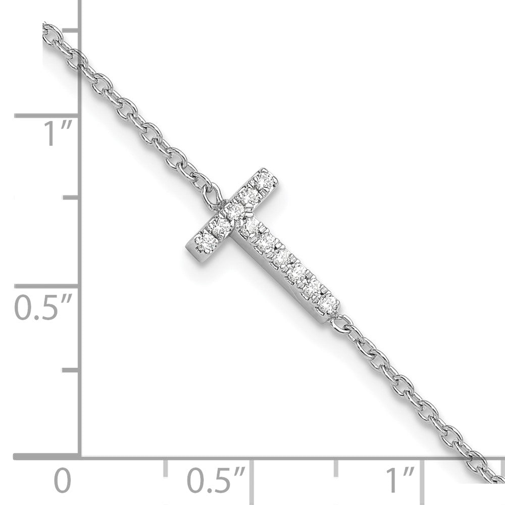14KW Diamond Sideways Letter T w/ 1in ext. Bracelet