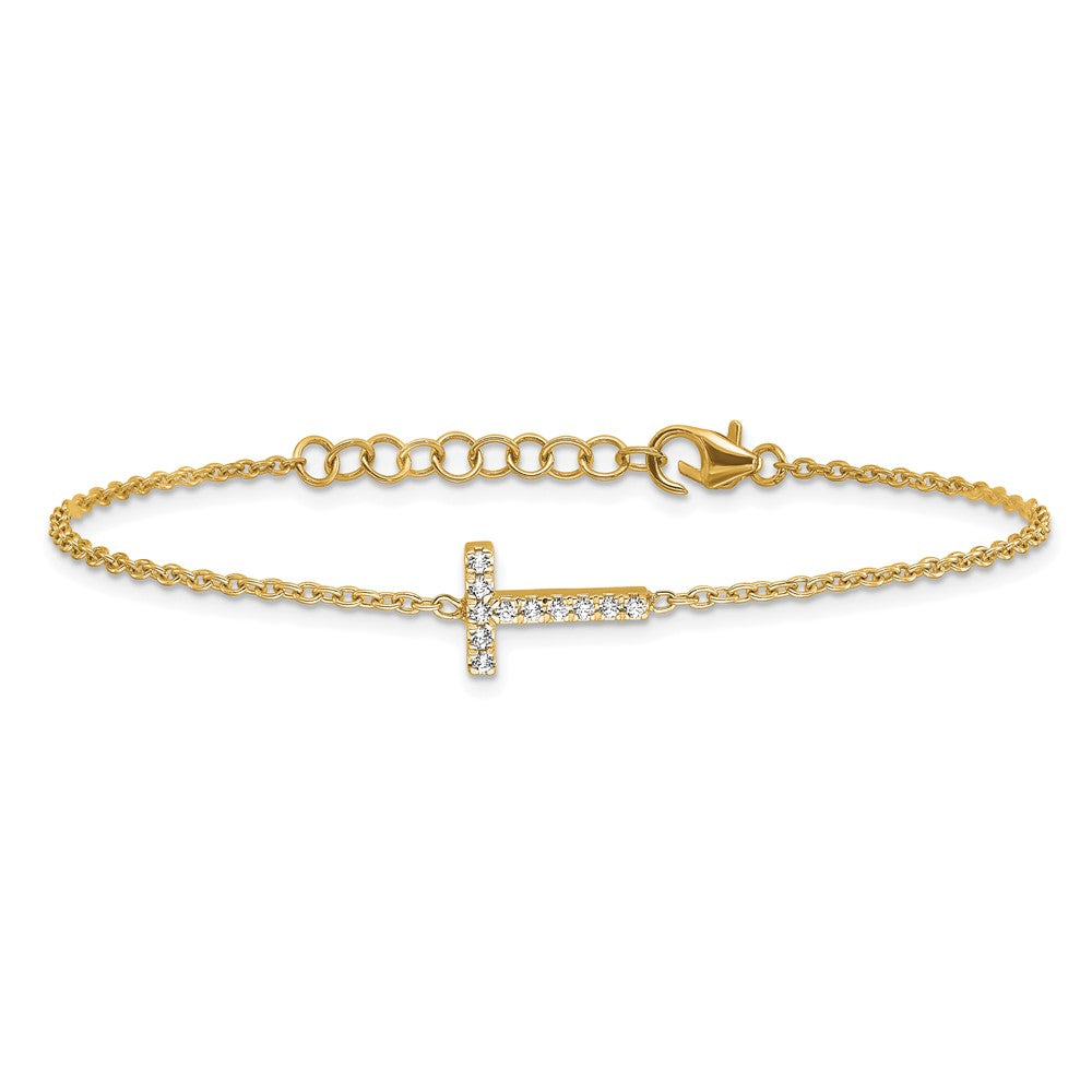 14K Diamond Sideways Letter T w/ 1in ext. Bracelet