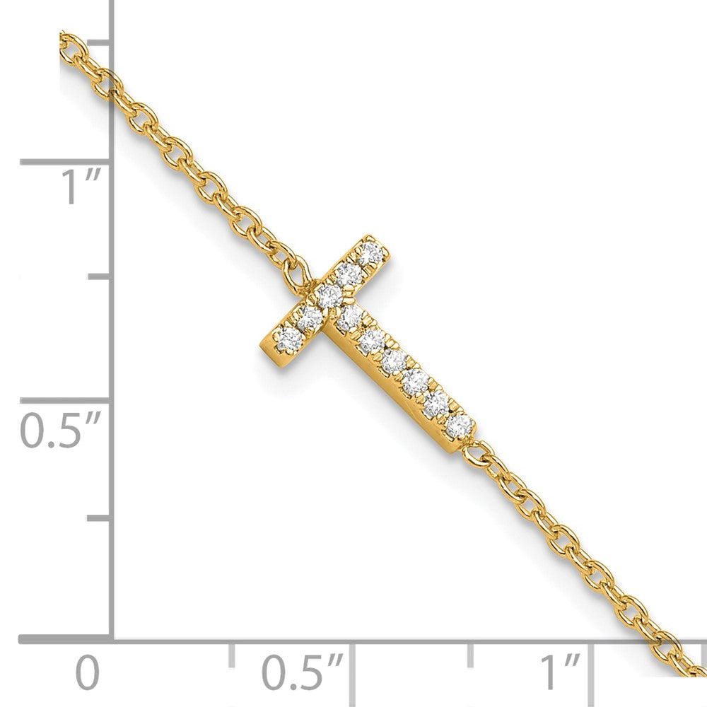 14K Diamond Sideways Letter T w/ 1in ext. Bracelet