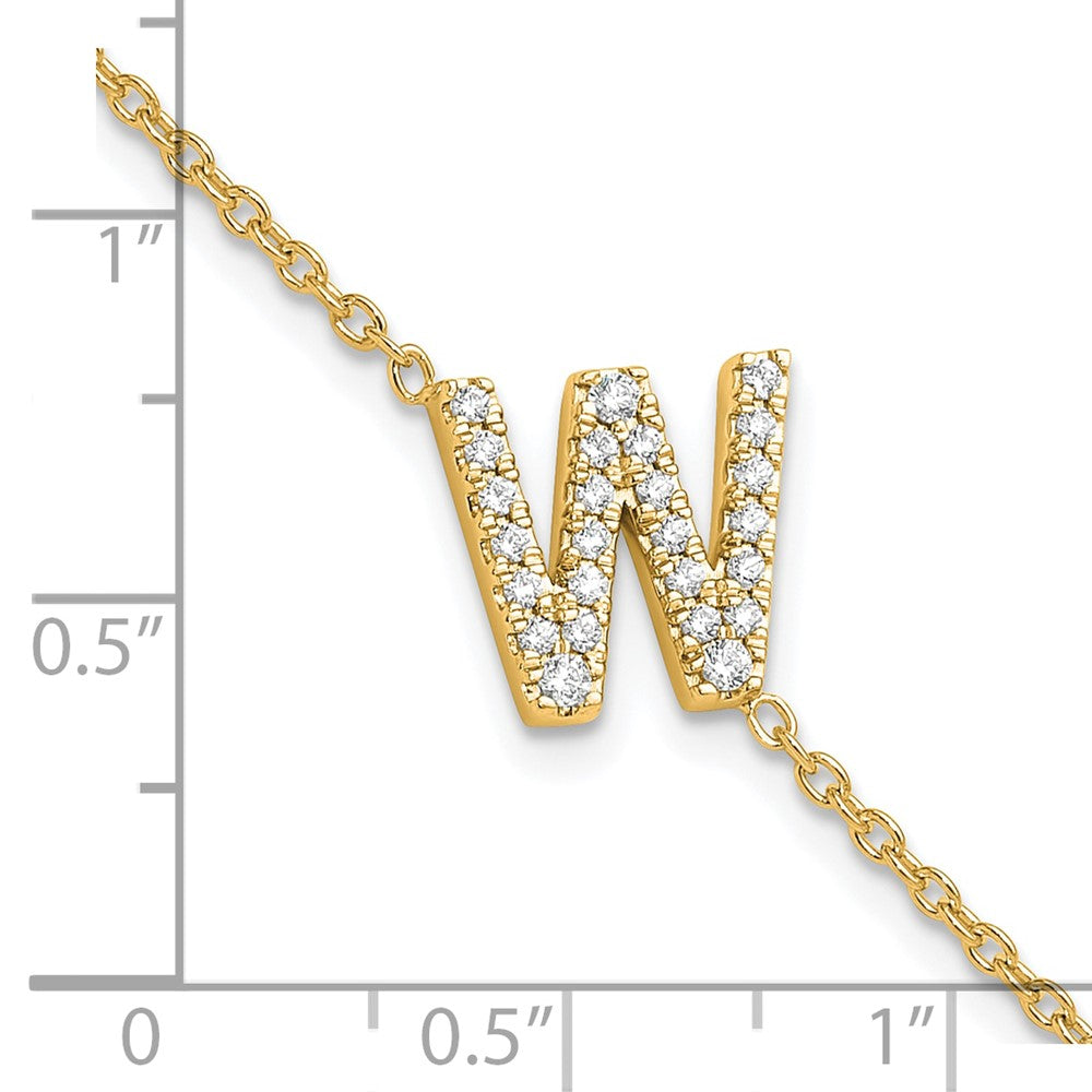 14K Diamond Sideways Letter W w/ 1in ext. Bracelet
