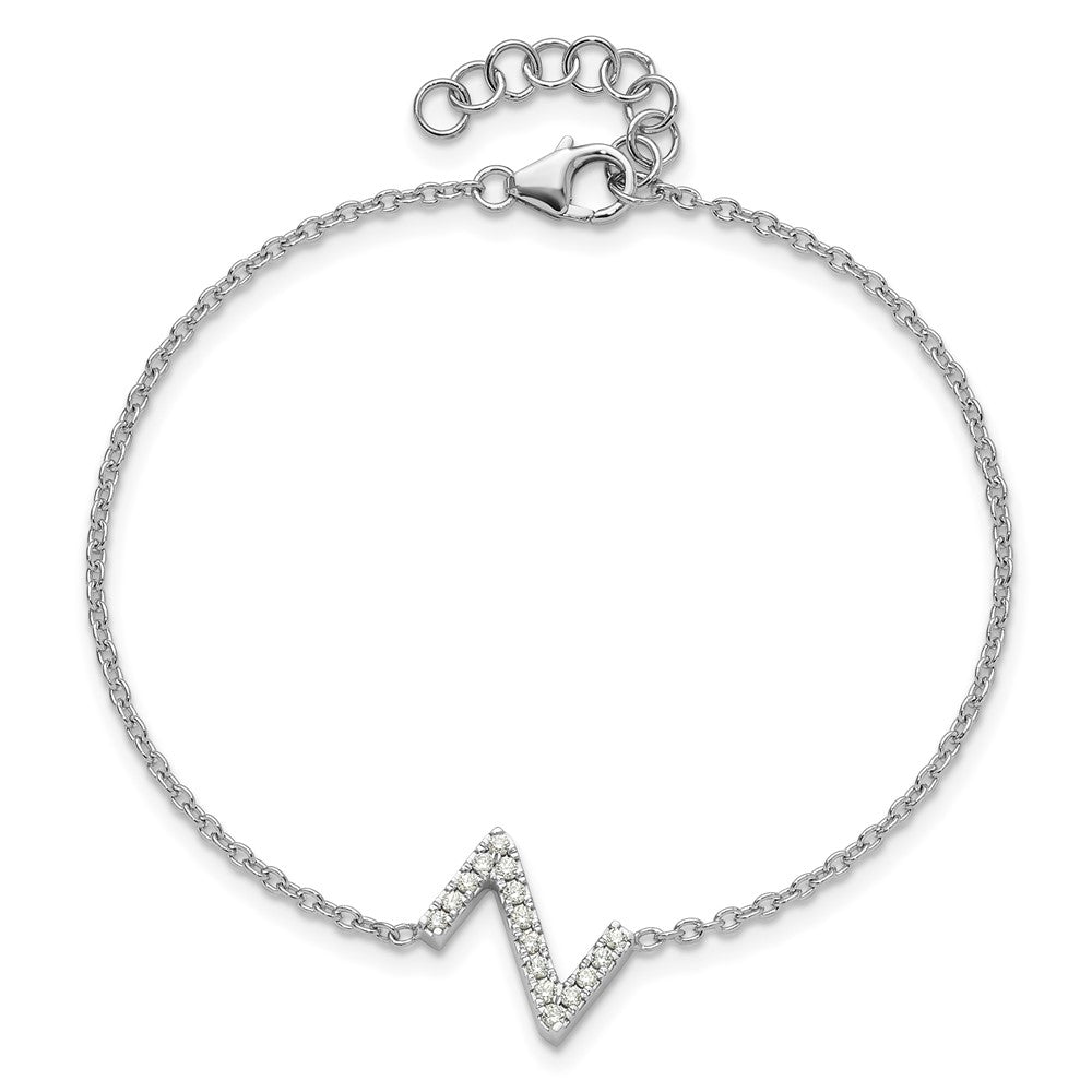 14KW Diamond Sideways Letter Z w/ 1in ext. Bracelet