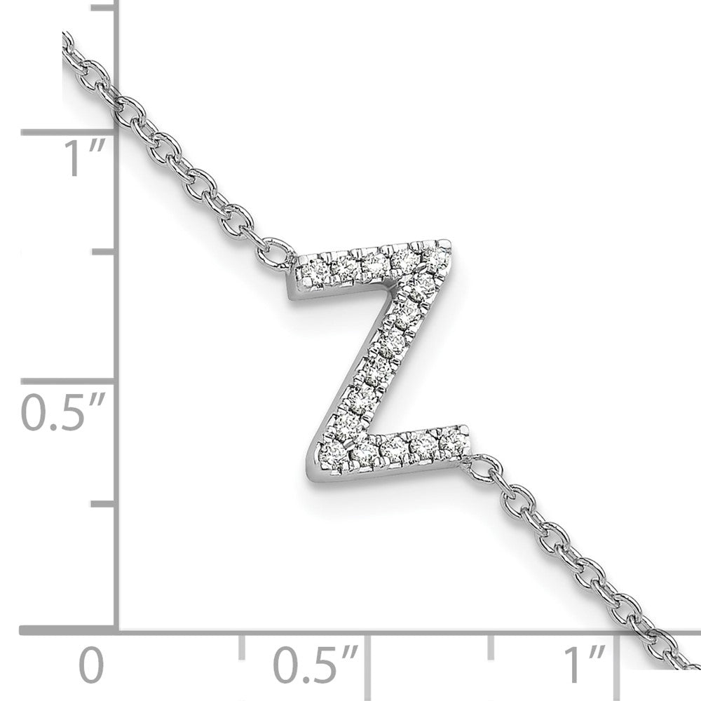 14KW Diamond Sideways Letter Z w/ 1in ext. Bracelet