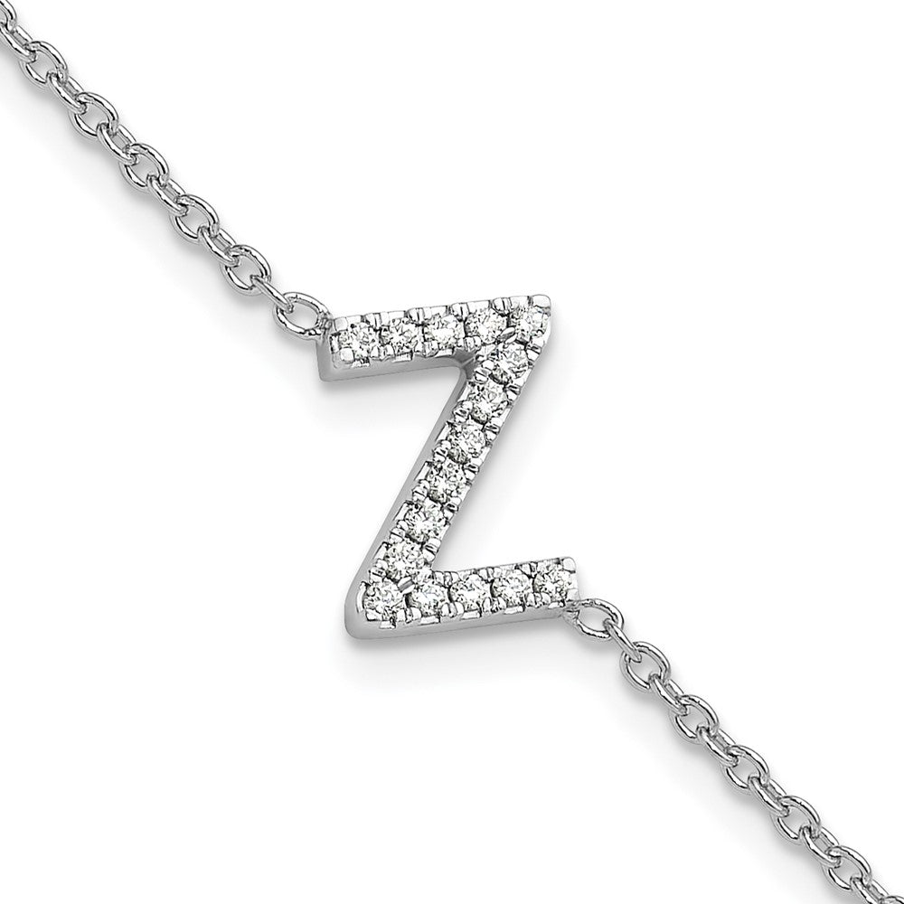 14KW Diamond Sideways Letter Z w/ 1in ext. Bracelet
