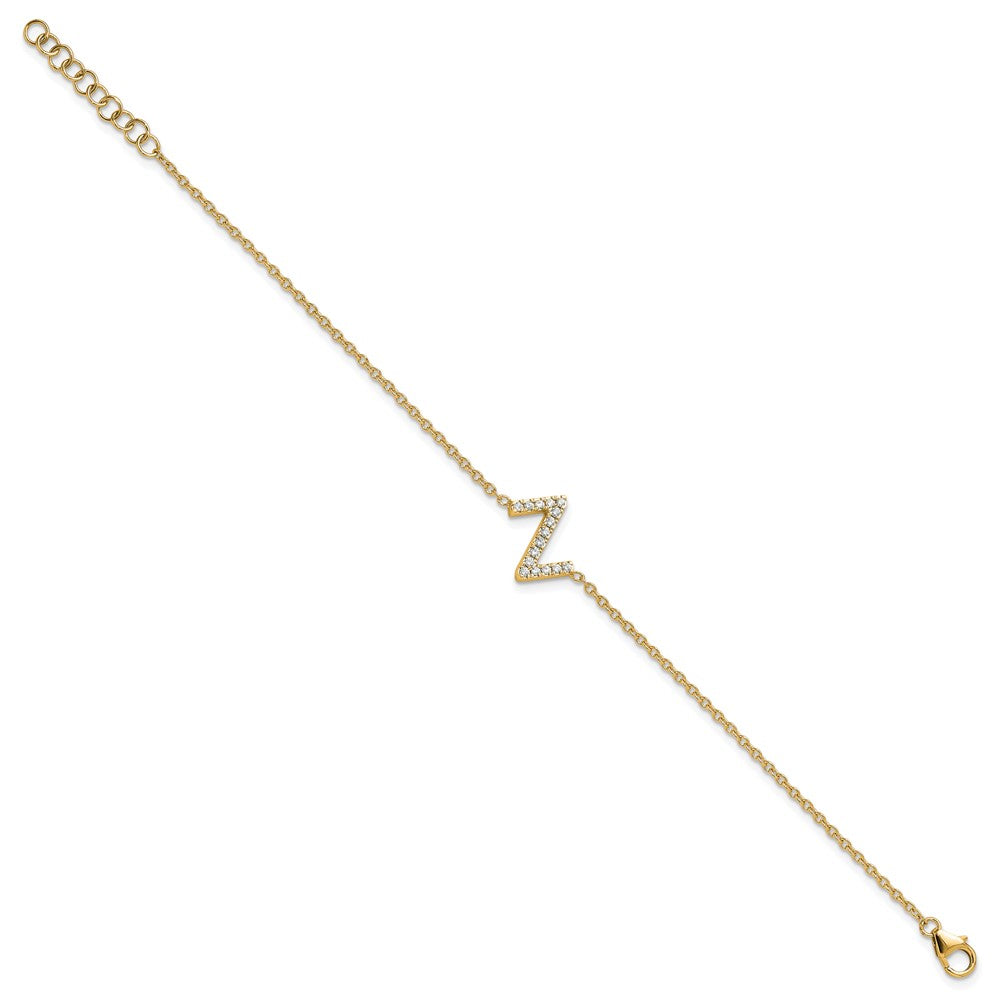 14K Diamond Sideways Letter Z w/ 1in ext. Bracelet