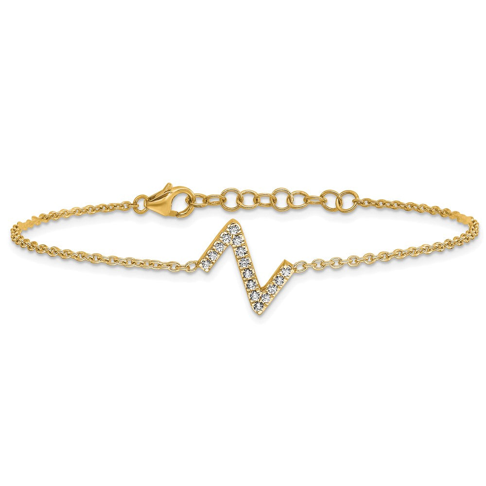 14K Diamond Sideways Letter Z w/ 1in ext. Bracelet