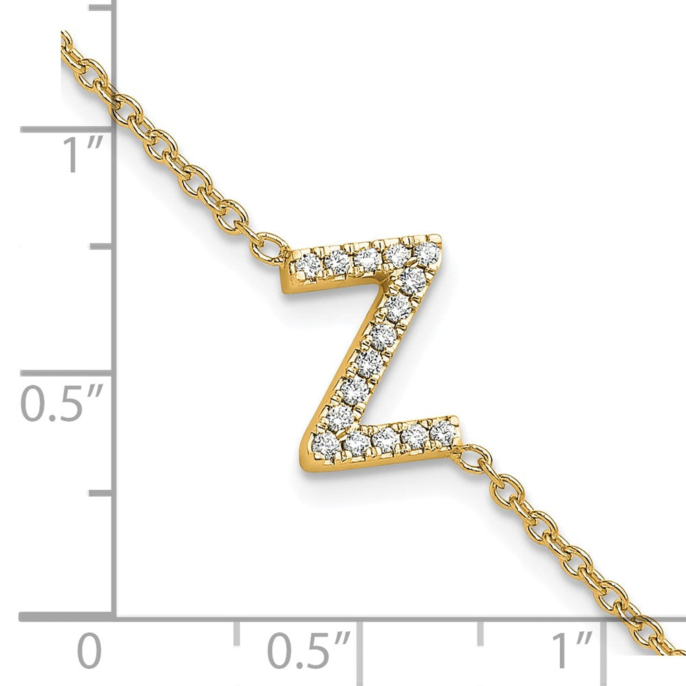 14K Diamond Sideways Letter Z w/ 1in ext. Bracelet