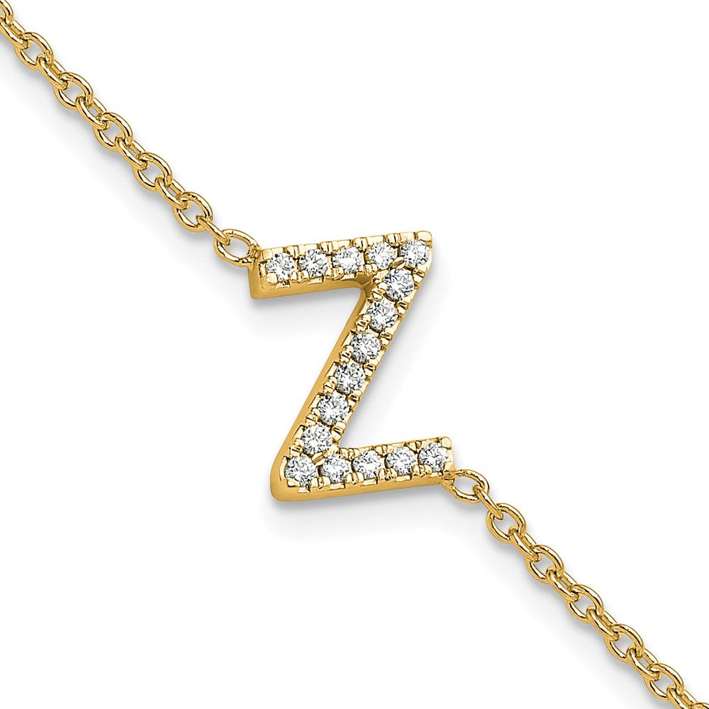 14K Diamond Sideways Letter Z w/ 1in ext. Bracelet