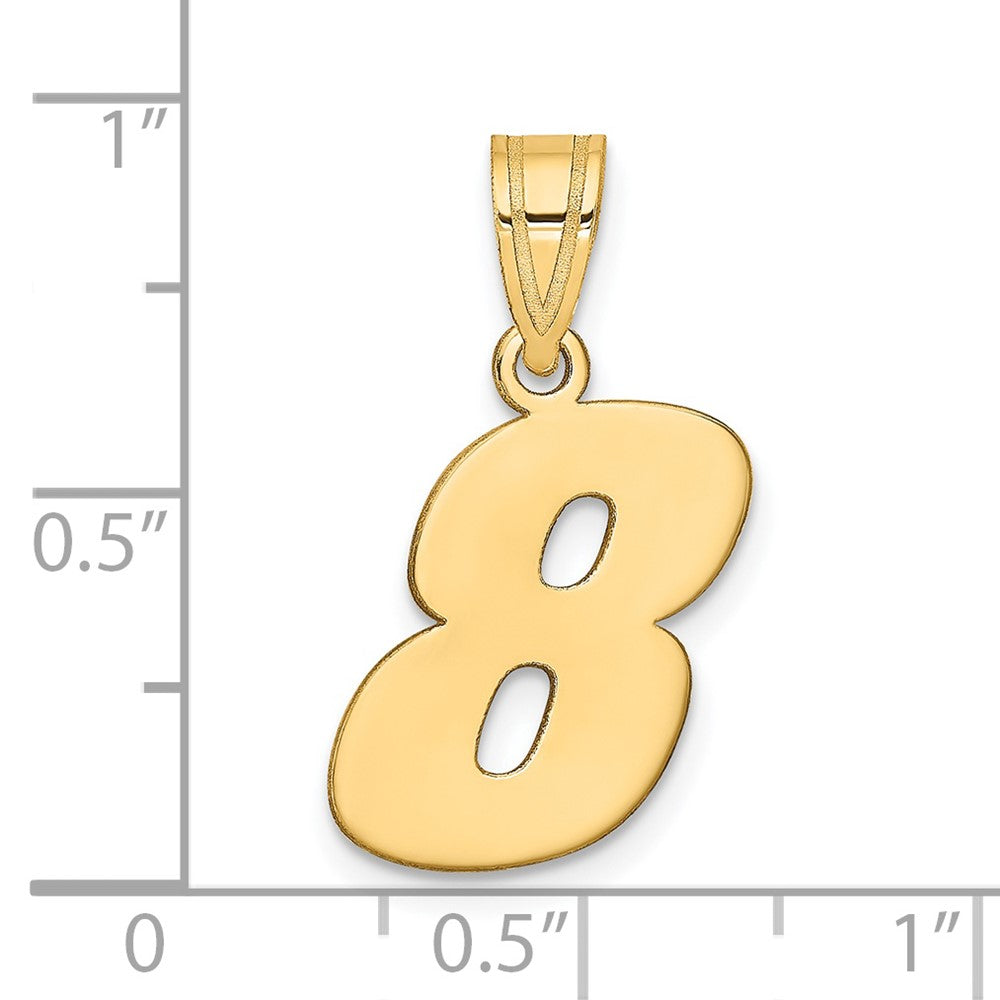 14k Polished Block Number 8 Pendant
