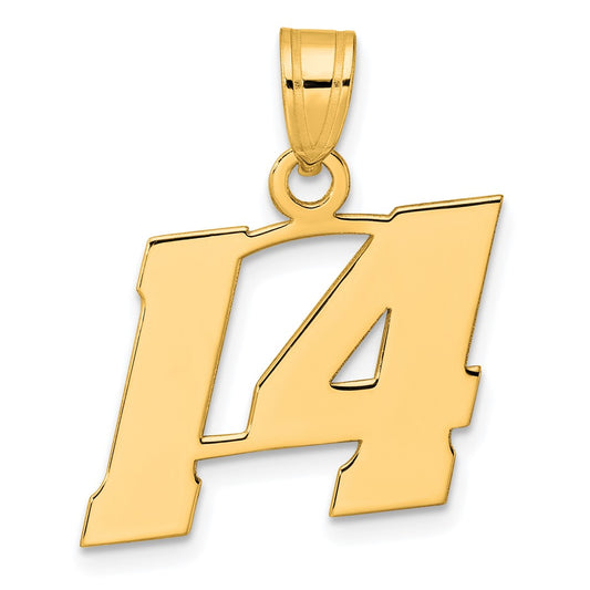 14k Polished Block Number 14 Pendant