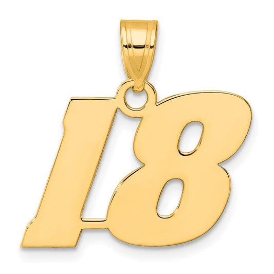 14k Polished Block Number 18 Pendant