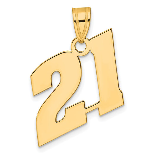14k Polished Block Number 21 Pendant