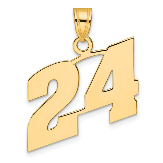 14k Polished Block Number 24 Pendant