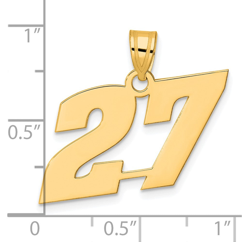 14k Polished Block Number 27 Pendant