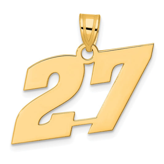14k Polished Block Number 27 Pendant