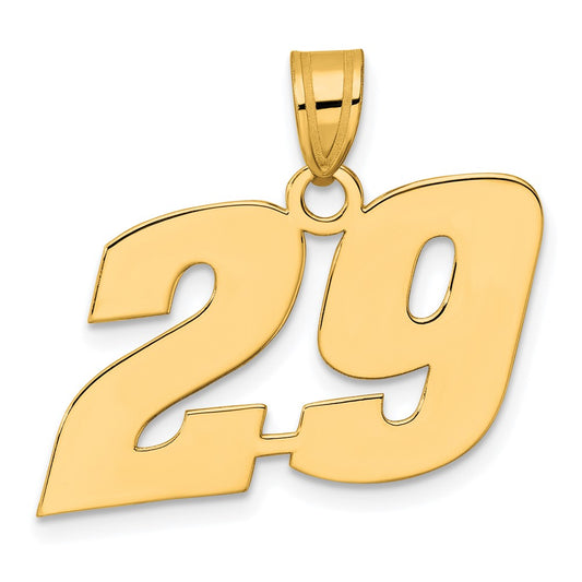 14k Polished Block Number 29 Pendant