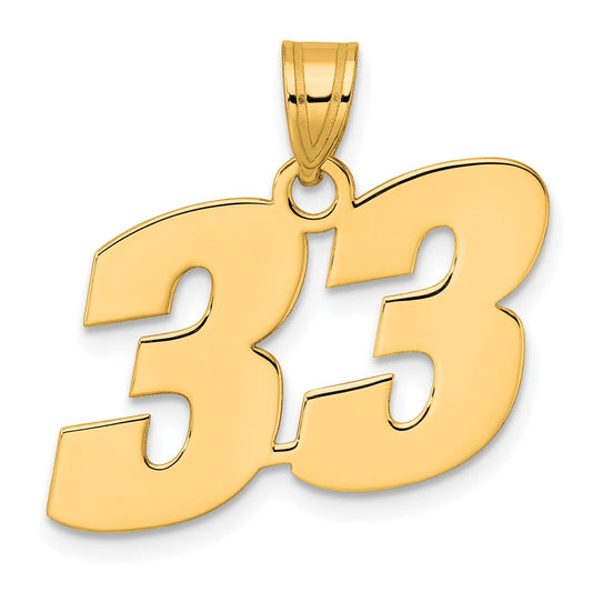 14k Polished Block Number 33 Pendant
