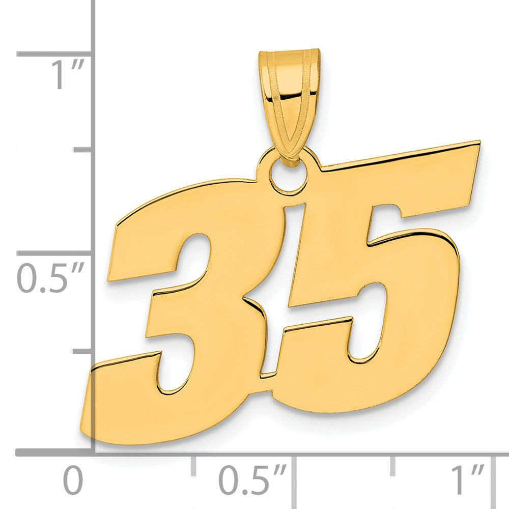14k Polished Block Number 35 Pendant
