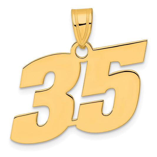 14k Polished Block Number 35 Pendant