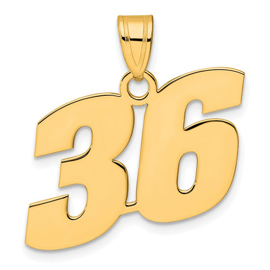 14k Polished Block Number 36 Pendant