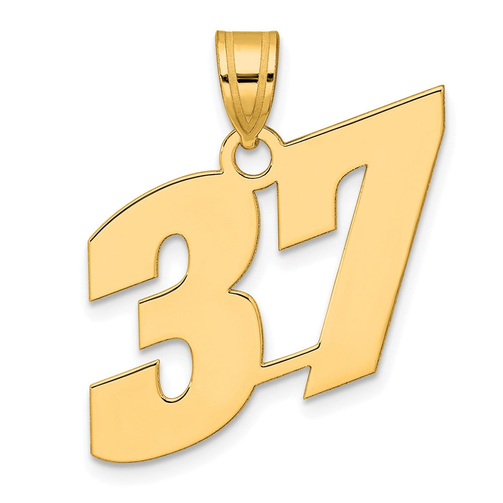 14k Polished Block Number 37 Pendant