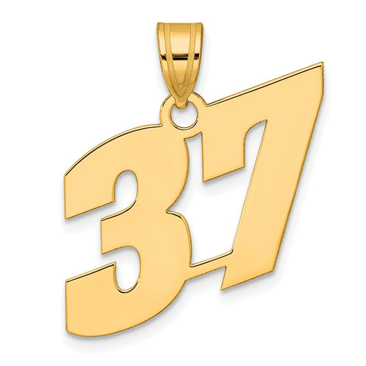 14k Polished Block Number 37 Pendant