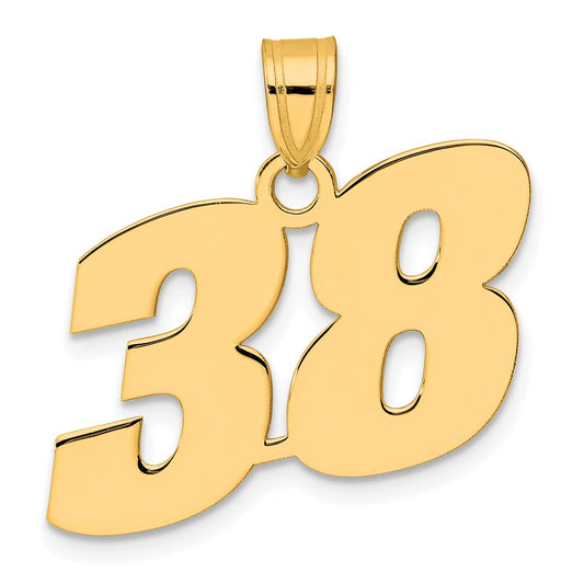 14k Polished Block Number 38 Pendant