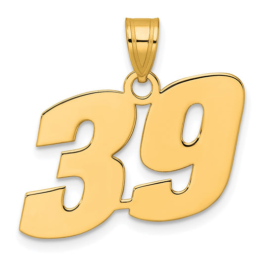 14k Polished Block Number 39 Pendant