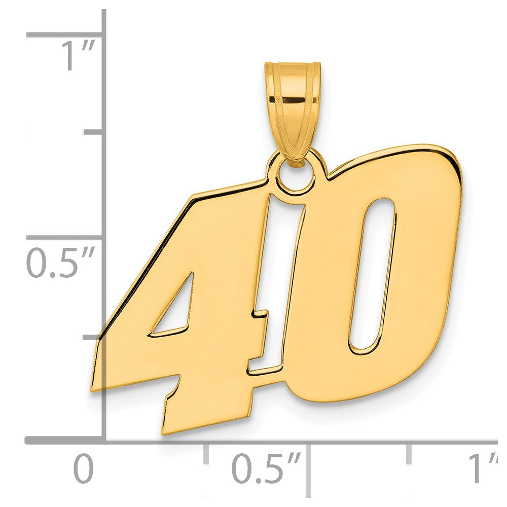 14k Polished Block Number 40 Pendant